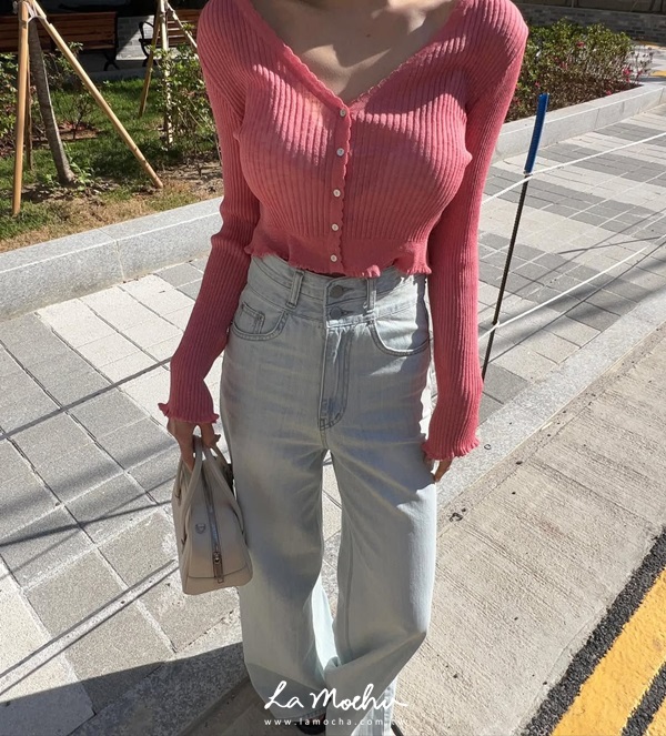 排扣微透紗坑條外套